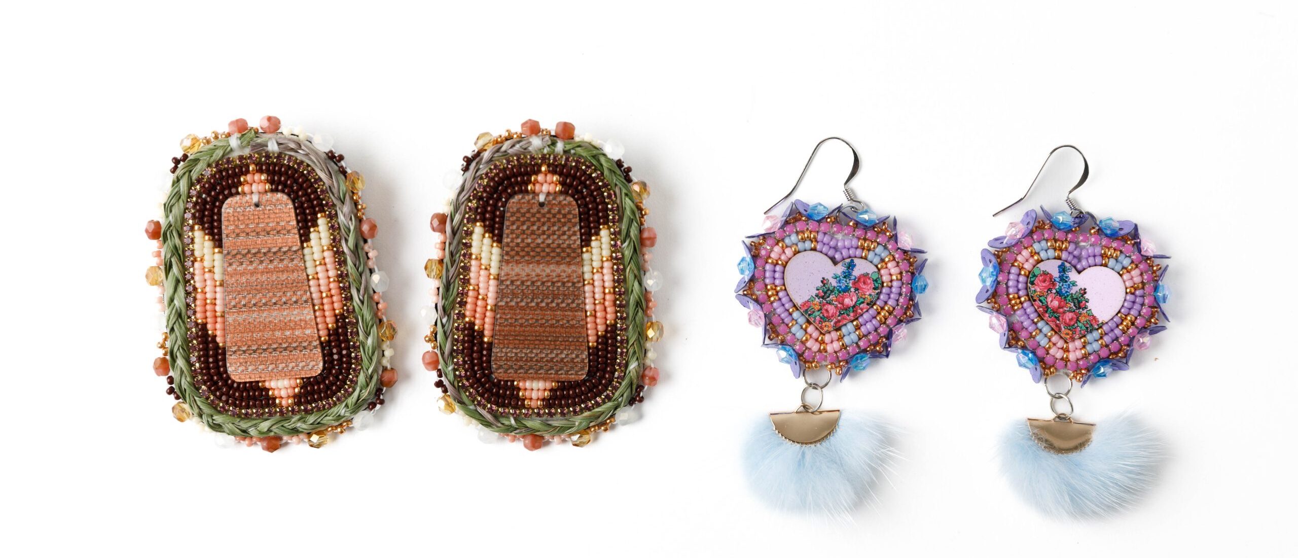 Floral and Sweetgrass Earrings