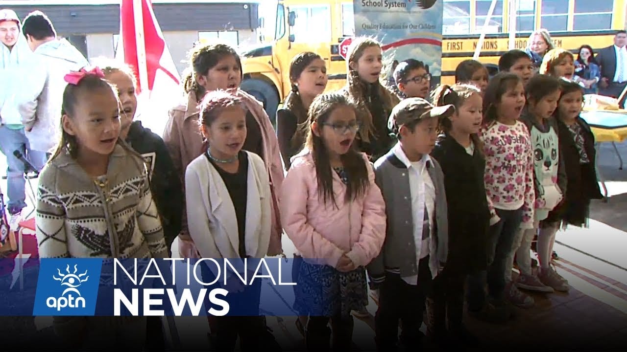 Mahpiya Hdega School Students Singing O Canada in Dakota