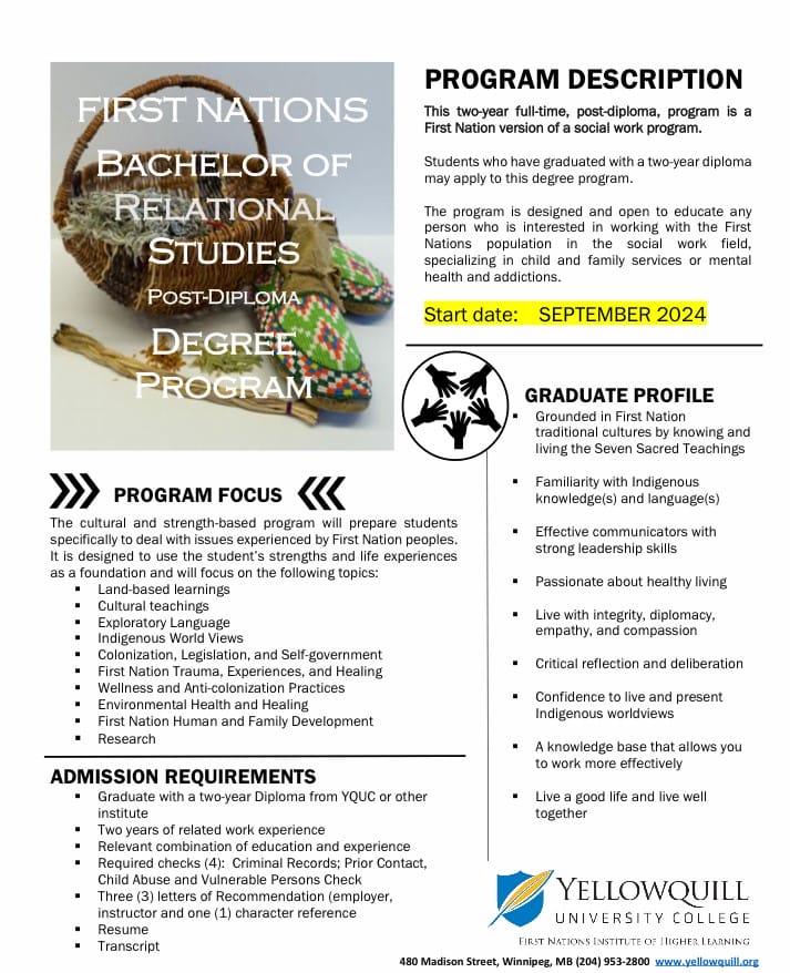 Yellowquill poster providing information about the school's Relational Studies Program