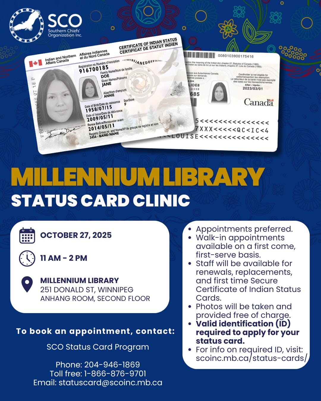 Attend SCO’s Status Card Clinic at the Millennium Library: October 27 ...